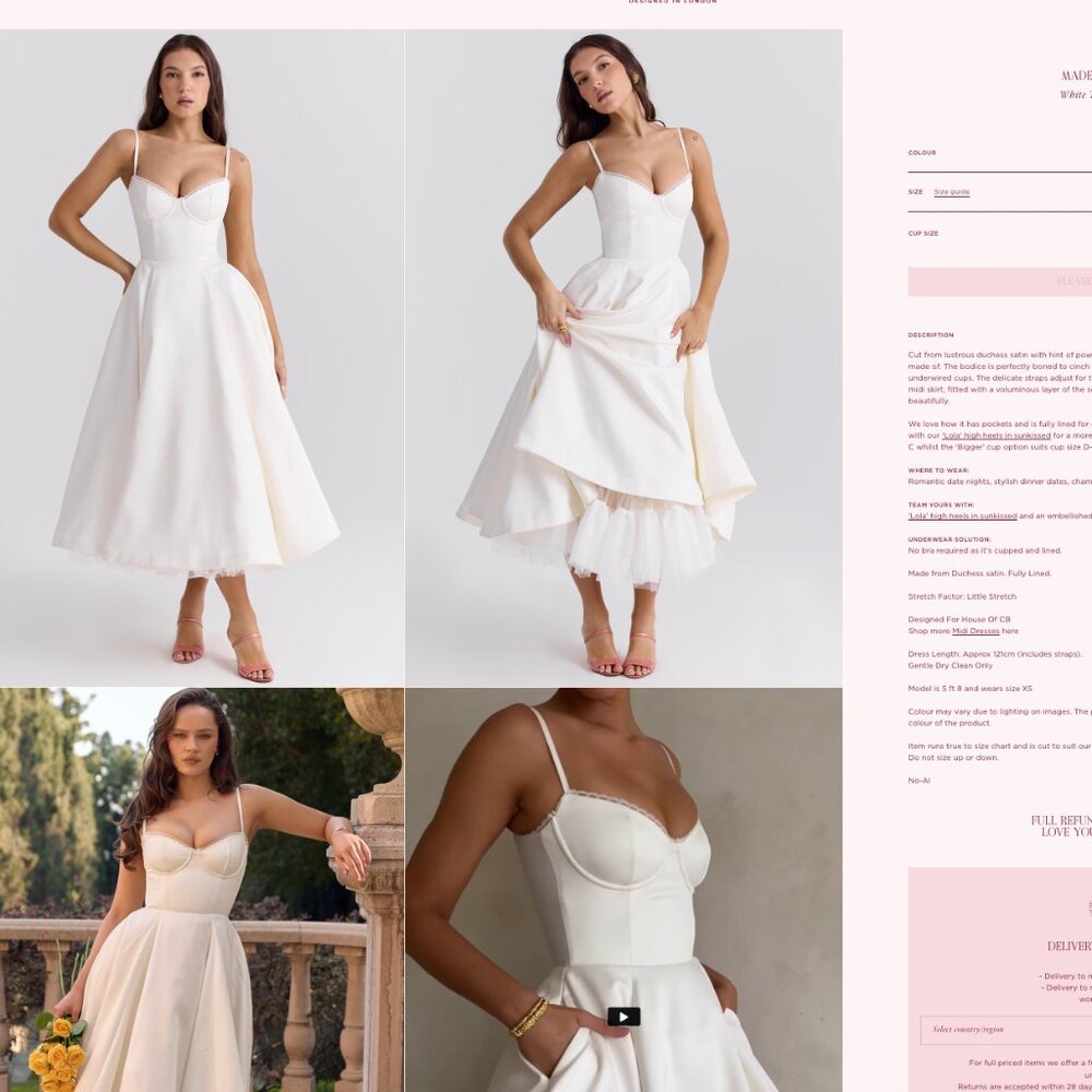 BNWT House of CB Mademoiselle Dress XS size - Great for Bridal!